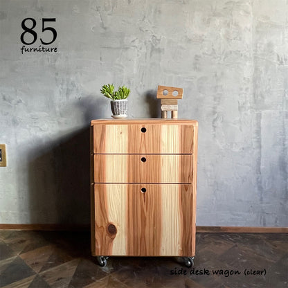 【シンプルワークデスク+サイドデスクワゴン+レトロライトスツール】お得な３点セット割引