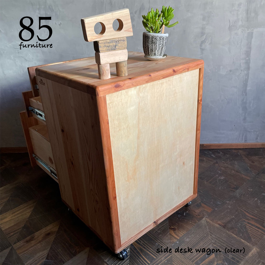 【シンプルワークデスク+サイドデスクワゴン+レトロライトスツール】お得な３点セット割引