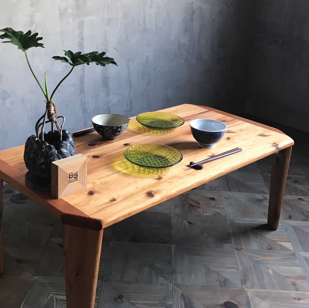 【癒される長方形ちゃぶ台】幅60-120　奥行48-72cm　折りたたみ脚　八角形　サイズ６展開　ローテーブル　 無垢材　【サイズオーダー可能】