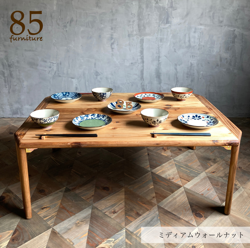 【癒される長方形ちゃぶ台】幅60-120　奥行48-72cm　折りたたみ脚　八角形　サイズ６展開　ローテーブル　 無垢材　【サイズオーダー可能】