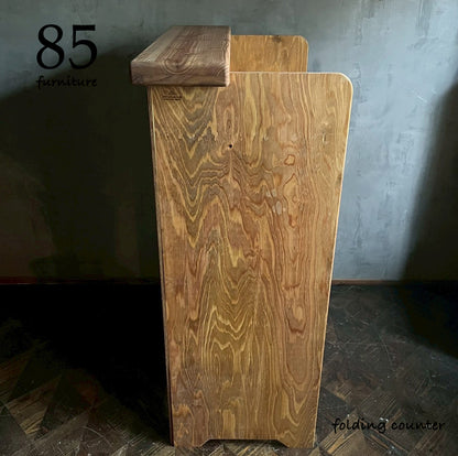 【持ち運びカウンターテーブル】立ち上がりタイプ　60~120×45cm　高さ110cm 設置1分　撤収30秒 かんたん折り畳み 無垢材天板 マルシェ キャンプ