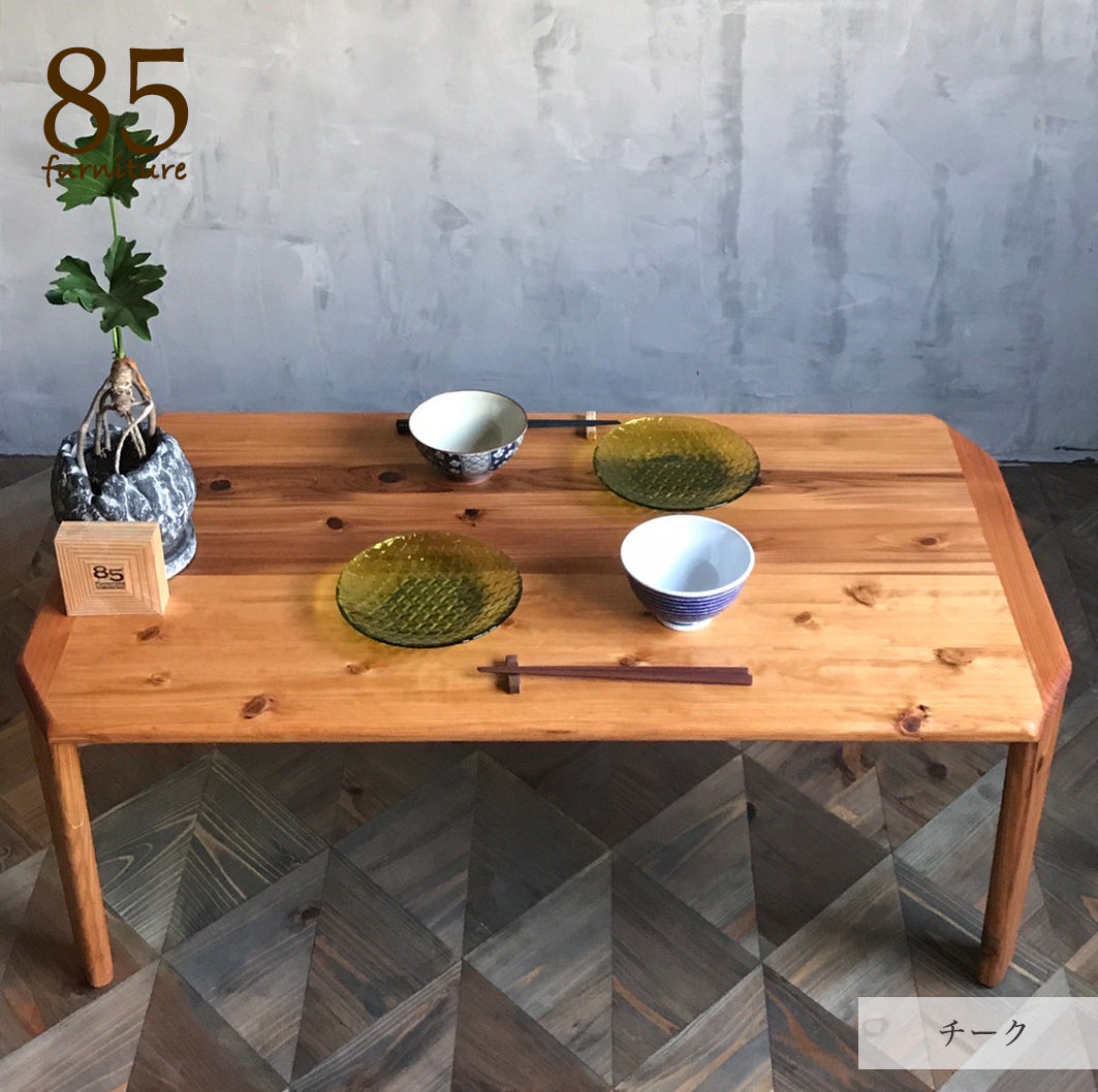 【癒される長方形ちゃぶ台】幅60-120　奥行48-72cm　折りたたみ脚　八角形　サイズ６展開　ローテーブル　 無垢材　【サイズオーダー可能】