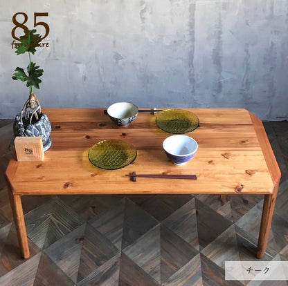 【癒される長方形ちゃぶ台】幅60-120　奥行48-72cm　折りたたみ脚　八角形　サイズ６展開　ローテーブル　 無垢材　【サイズオーダー可能】