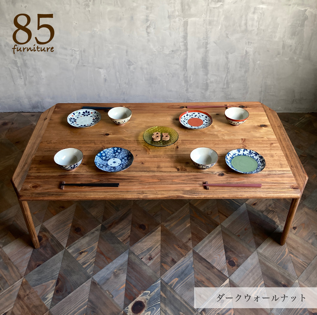【癒される長方形ちゃぶ台】幅60-120　奥行48-72cm　折りたたみ脚　八角形　サイズ６展開　ローテーブル　 無垢材　【サイズオーダー可能】