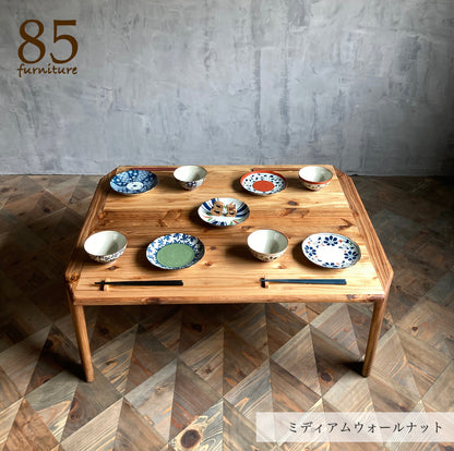 【癒される長方形ちゃぶ台】幅60-120　奥行48-72cm　折りたたみ脚　八角形　サイズ６展開　ローテーブル　 無垢材　【サイズオーダー可能】