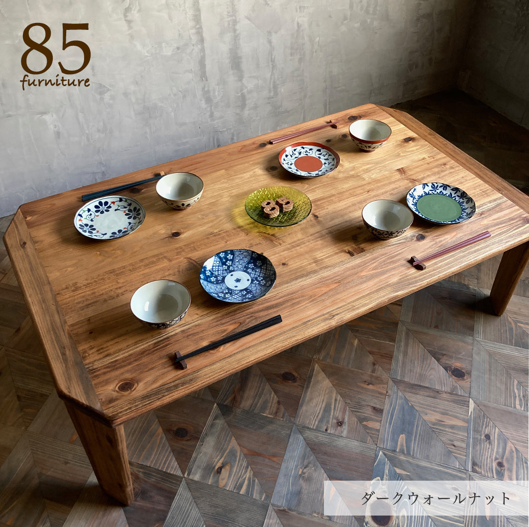 【癒される長方形ちゃぶ台】幅60-120　奥行48-72cm　折りたたみ脚　八角形　サイズ６展開　ローテーブル　 無垢材　【サイズオーダー可能】