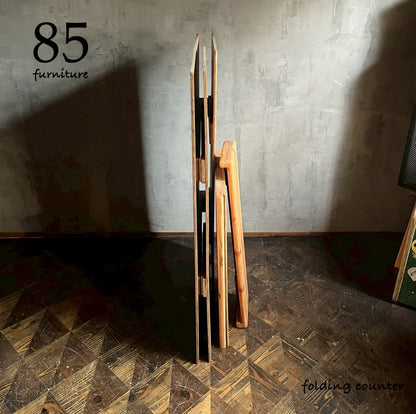 【持ち運びカウンターテーブル】立ち上がりタイプ　60~120×45cm　高さ110cm 設置1分　撤収30秒 かんたん折り畳み 無垢材天板 マルシェ キャンプ