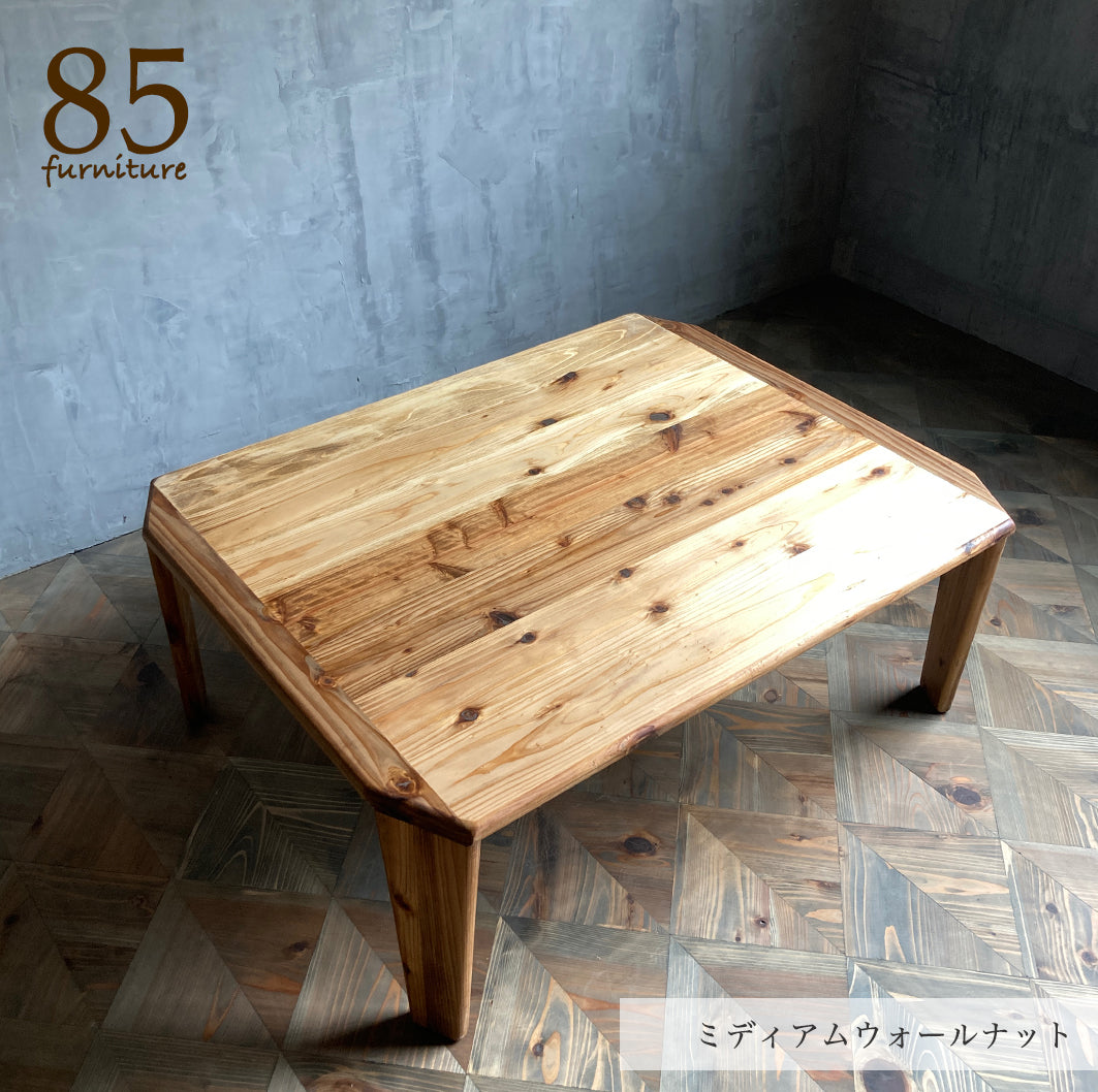 【癒される長方形ちゃぶ台】幅60-120　奥行48-72cm　折りたたみ脚　八角形　サイズ６展開　ローテーブル　 無垢材　【サイズオーダー可能】