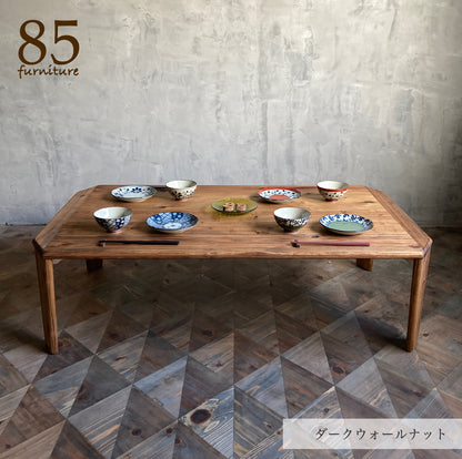 【癒される長方形ちゃぶ台】幅60-120　奥行48-72cm　折りたたみ脚　八角形　サイズ６展開　ローテーブル　 無垢材　【サイズオーダー可能】