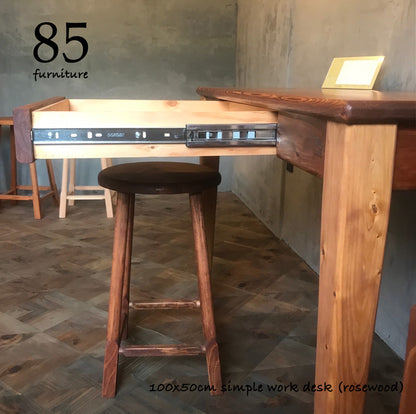 【シンプルワークデスク+サイドデスクワゴン+レトロライトスツール】お得な３点セット割引