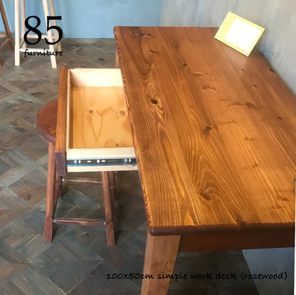 【シンプルワークデスク+サイドデスクワゴン+レトロライトスツール】お得な３点セット割引